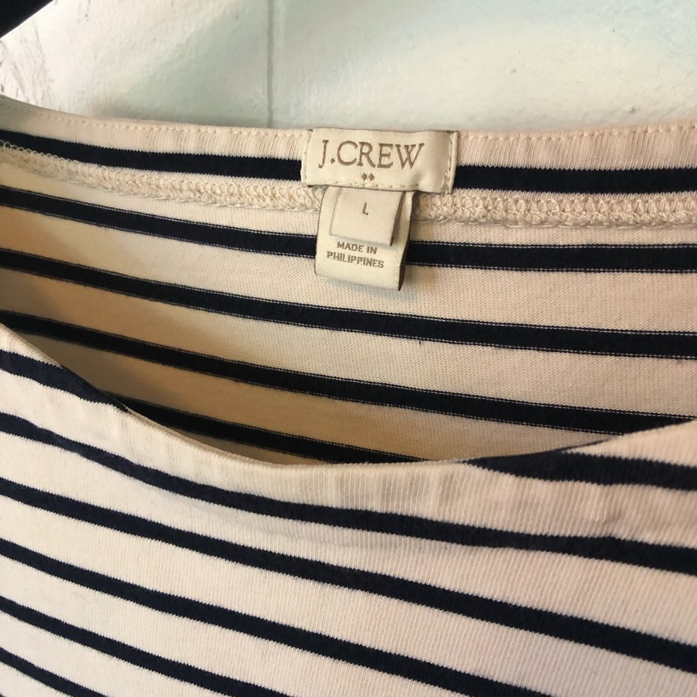 J. Crew Modified Boat Neck Striped Long Sleeve - Picture 2 of 5